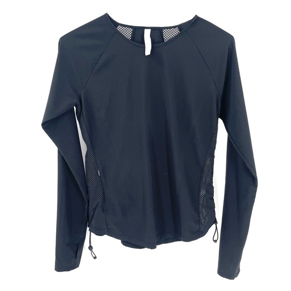 ATHLETA Yosemite Black Mesh Long Sleeve Adjustable Side Pulls Athletic Top - Picture 3 of 6